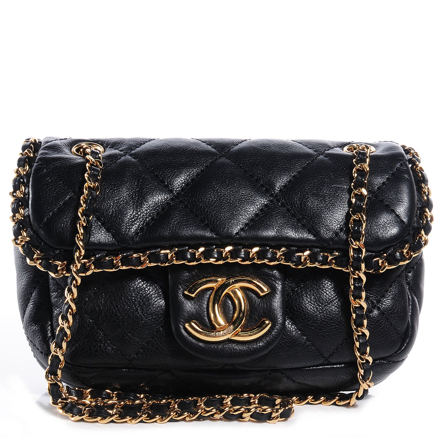 Calfskin Mini Chain Me Flap Black