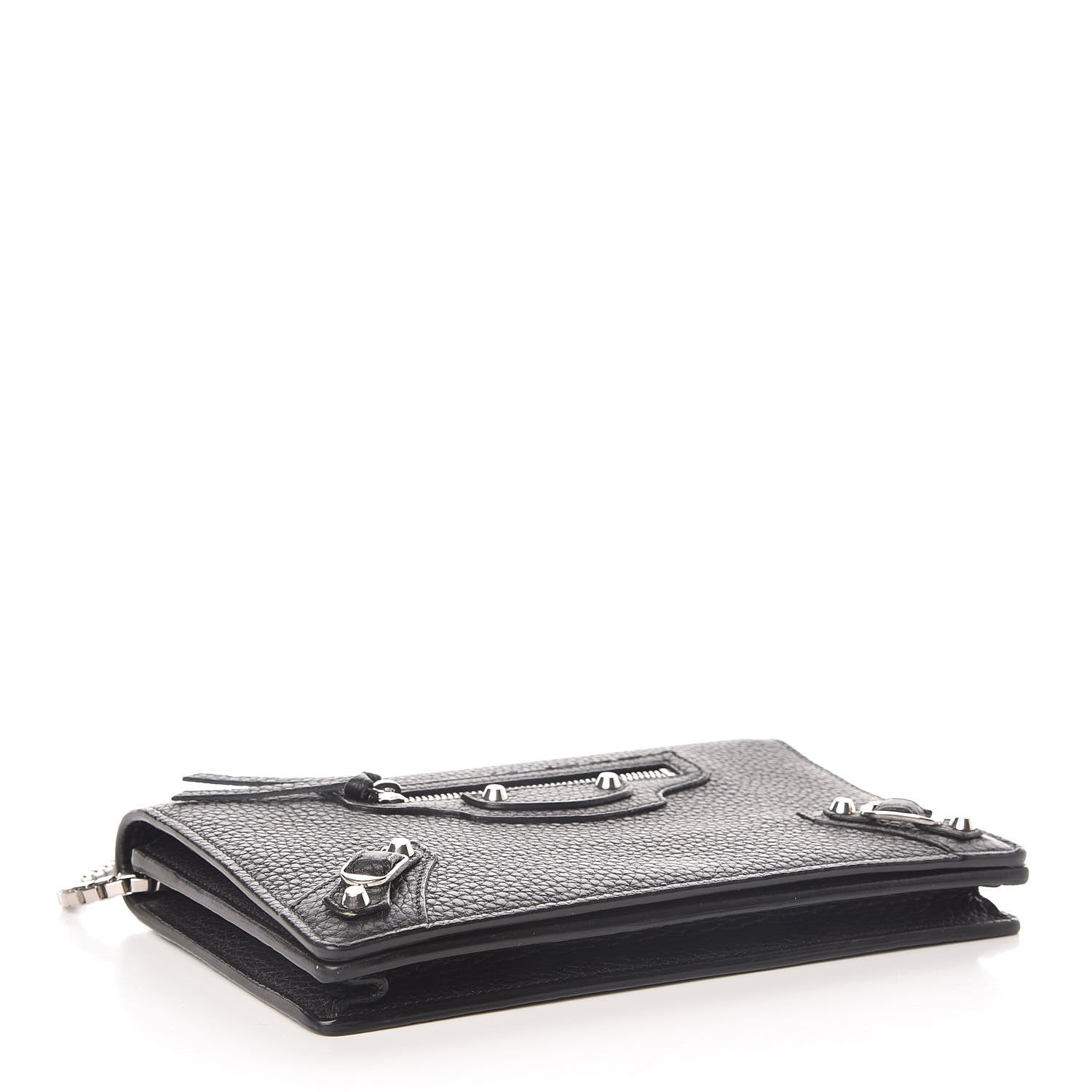 Balenciaga Grained Calfskin Classic Silver Hardware Wallet On Chain Black 4 of 9