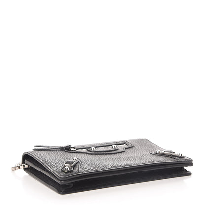 Balenciaga Grained Calfskin Classic Silver Hardware Wallet On Chain Black 4 of 9