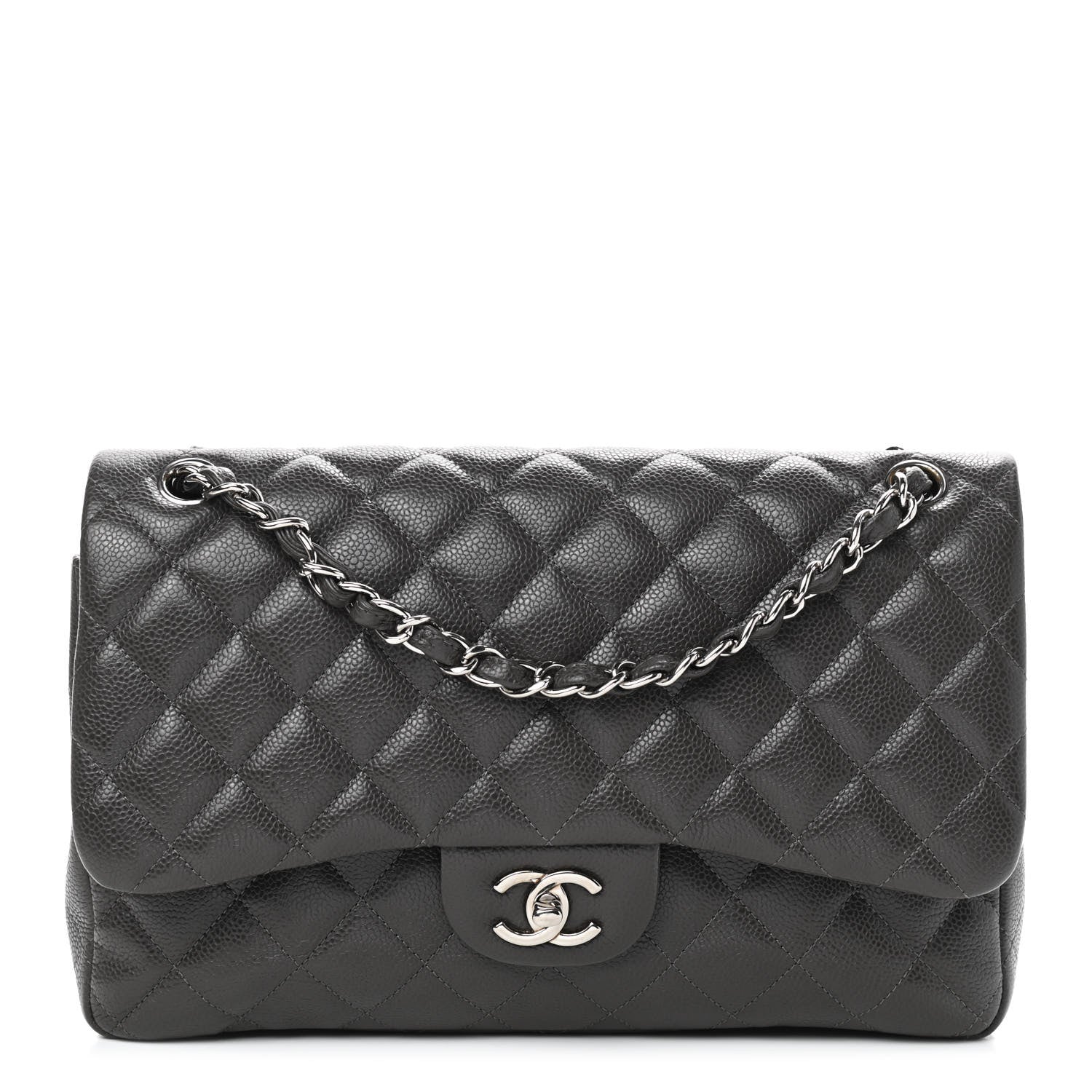 Chanel Caviar Quilted Jumbo Double Flap Dark Grey 1 of 12