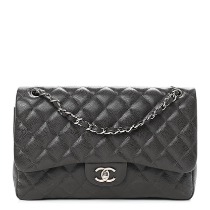 Chanel Caviar Quilted Jumbo Double Flap Dark Grey 1 of 12