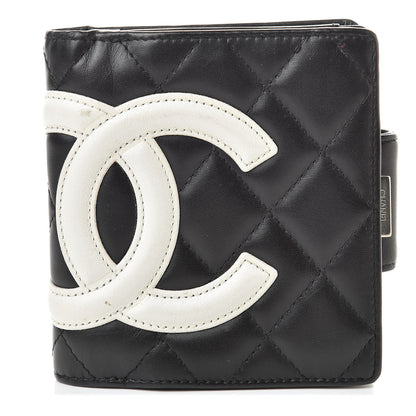 Chanel Calfskin Quilted Cambon Bi-Fold Wallet Black White 1 of 12