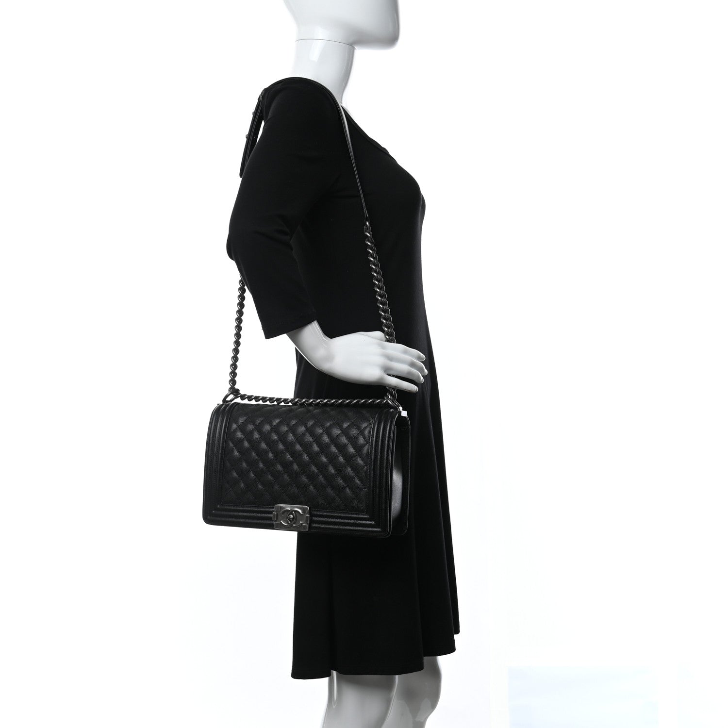 Chanel Caviar Quilted New Medium Boy Flap Black 2 of 9