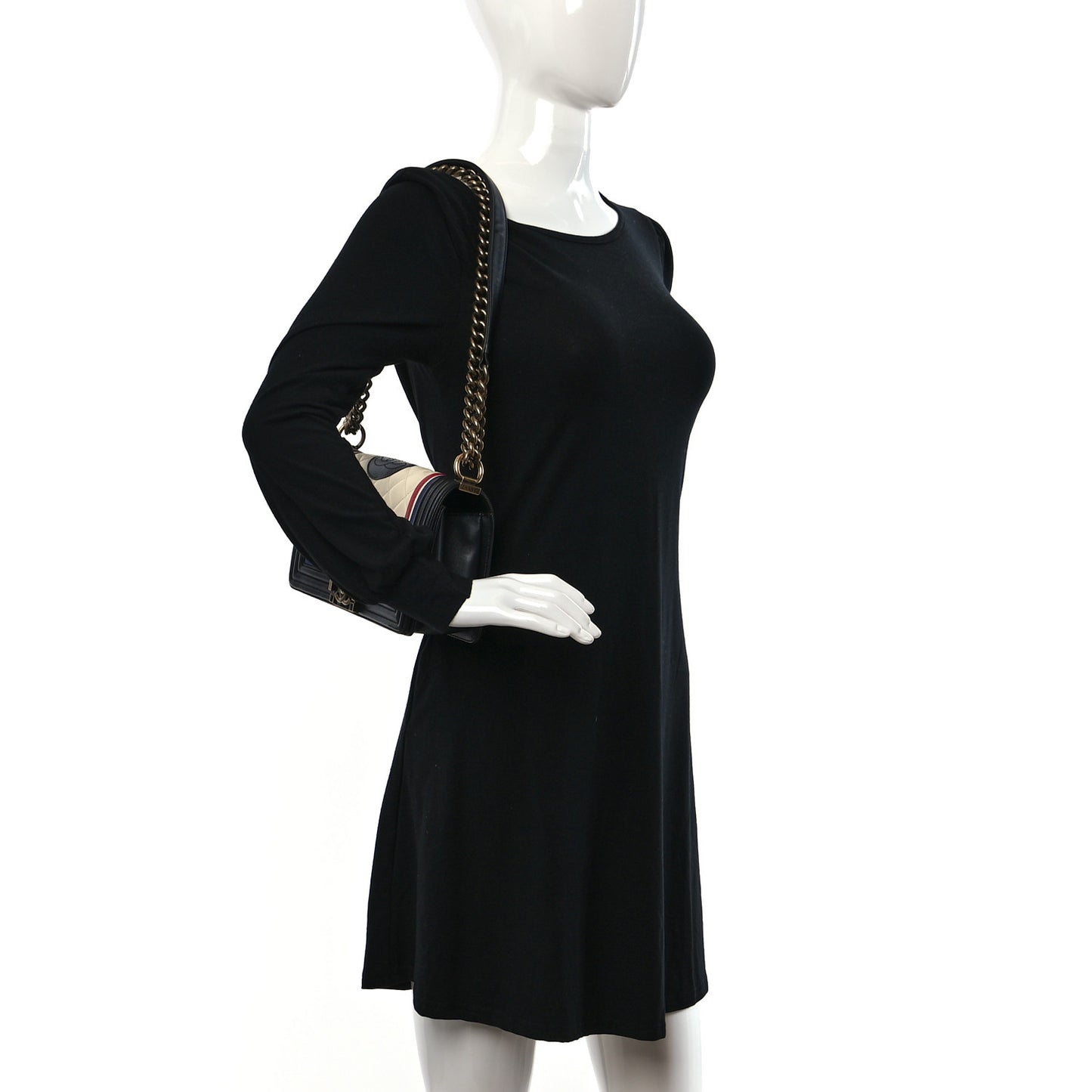 Lambskin Quilted Crest Embellished Medium Boy Flap Black White Blue