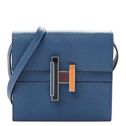 Hermes Chevre Mysore Enamel Mini Cinhetic Wallet  Bleu Brighton 1 of 12