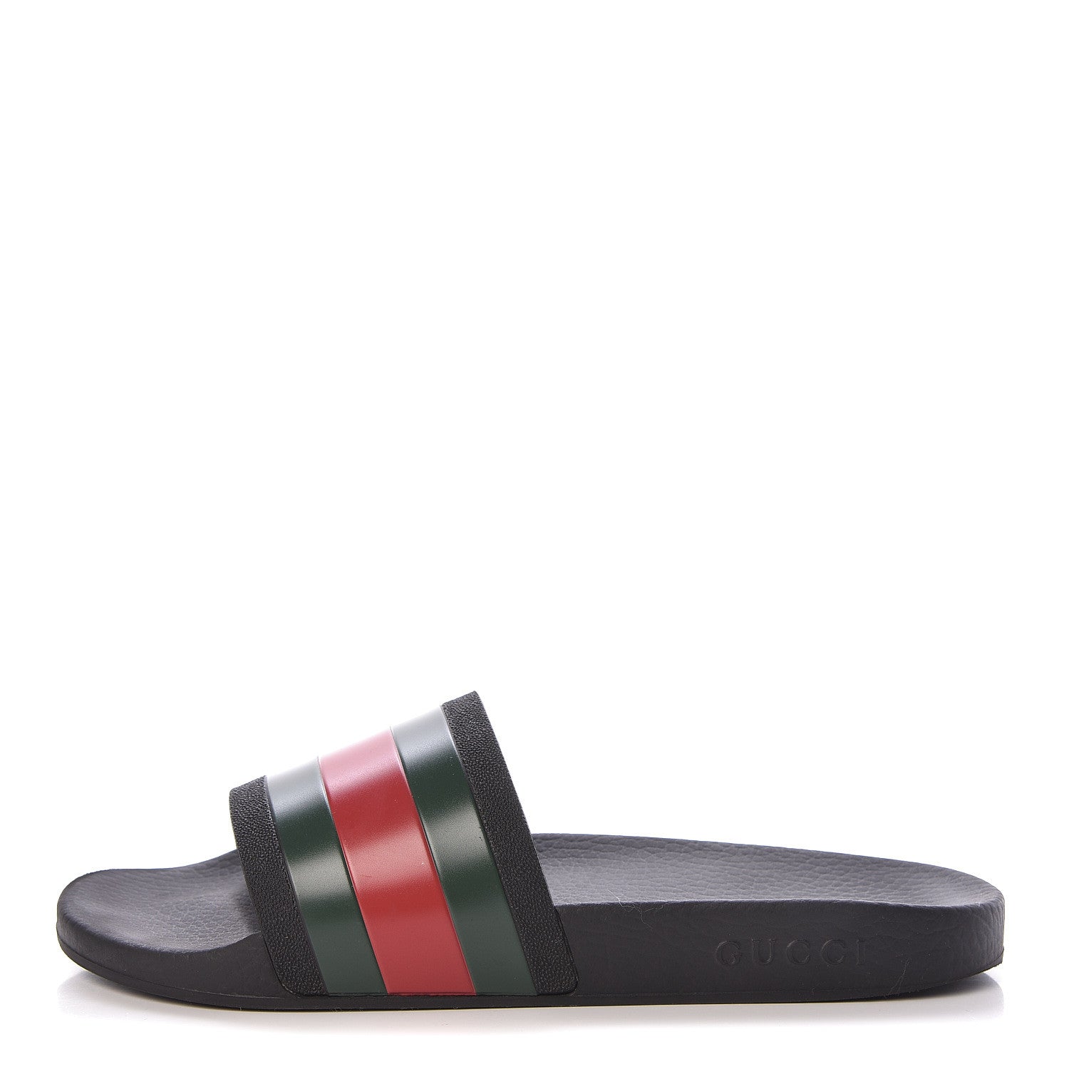 Gucci Rubber Web Mens Pool Slide Sandals 9 Black Green Red 1 of 9