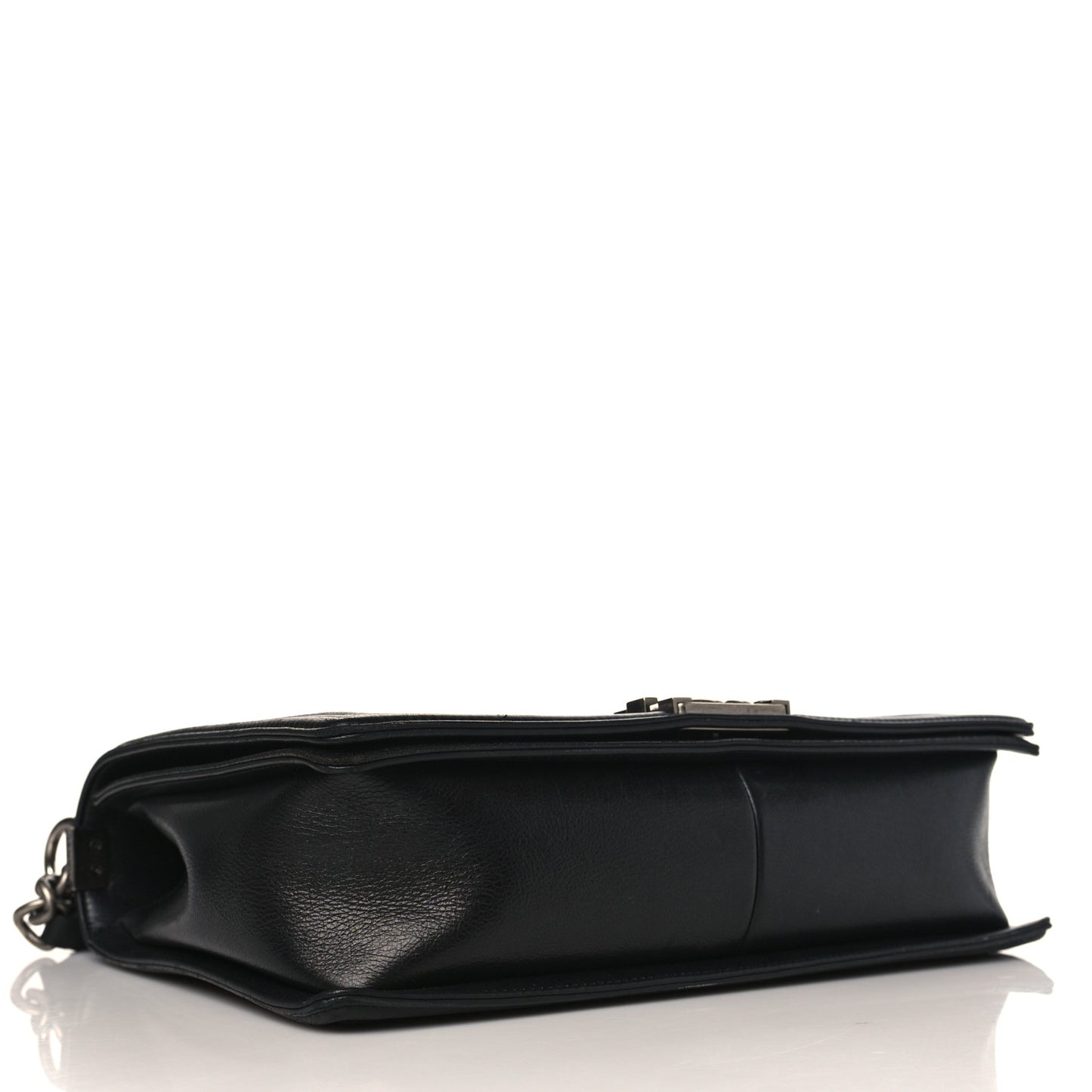 Calfskin Quilted Large Boy Flap Black