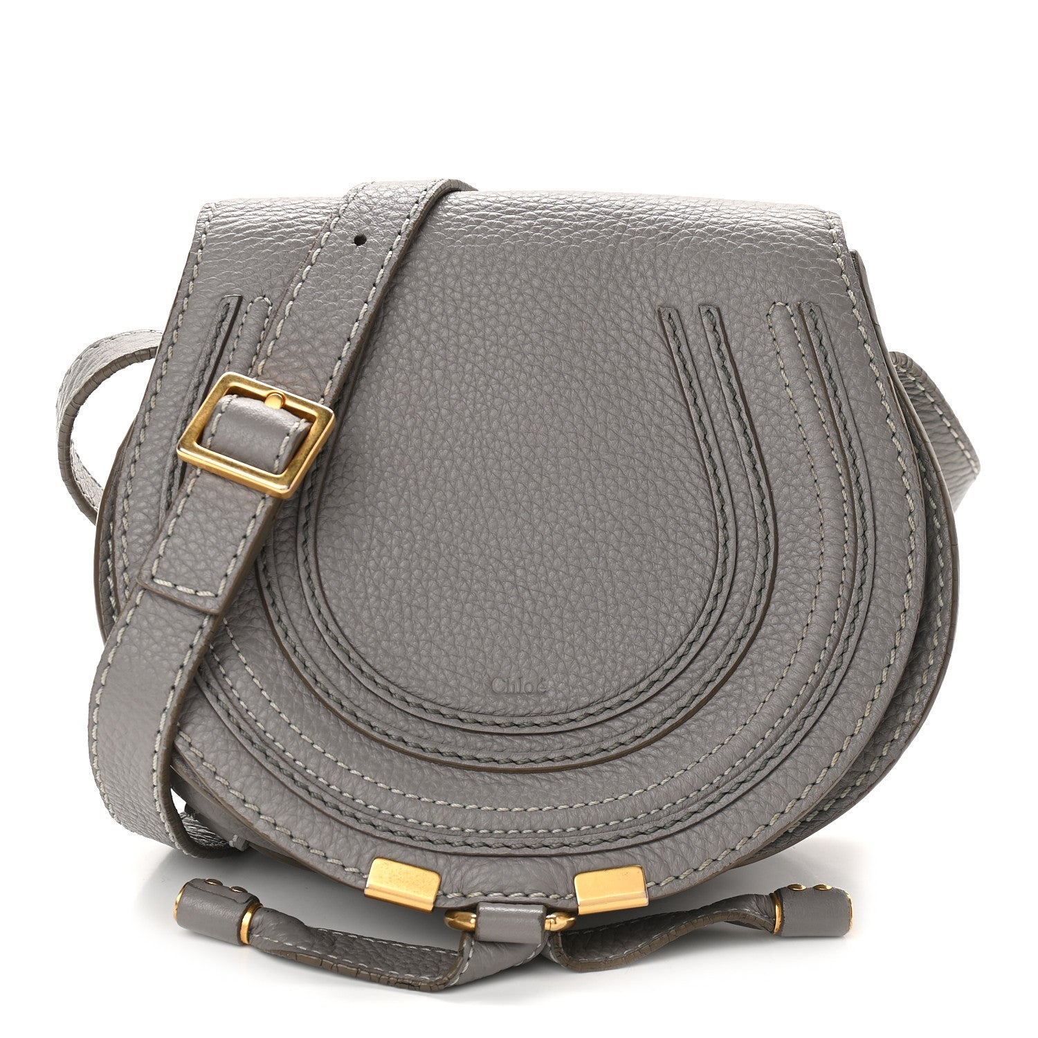 Chloe Calfskin Mini Marcie Round Crossbody Bag Cashmere Grey 1 of 14