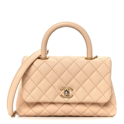 Chanel Caviar Quilted Mini Coco Handle Flap Beige 1 of 11