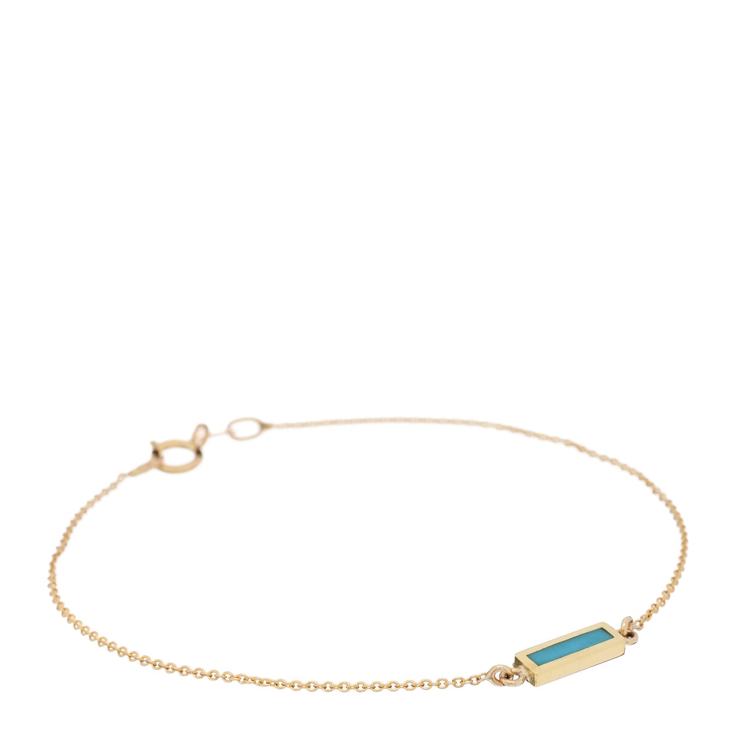 18K Yellow Gold Turquoise Inlay Bar Bracelet