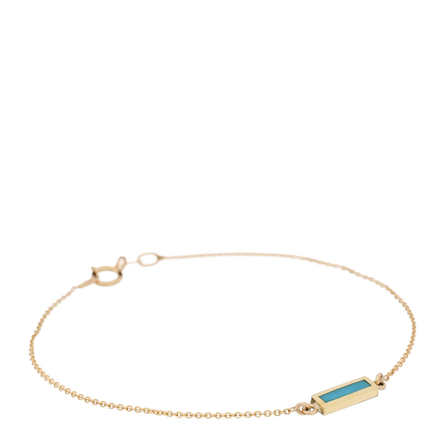 Jennifer Meyer 18K Yellow Gold Turquoise Inlay Bar Bracelet 1 of 3
