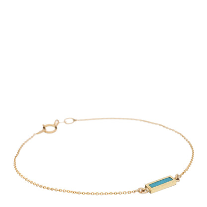 Jennifer Meyer 18K Yellow Gold Turquoise Inlay Bar Bracelet 1 of 3