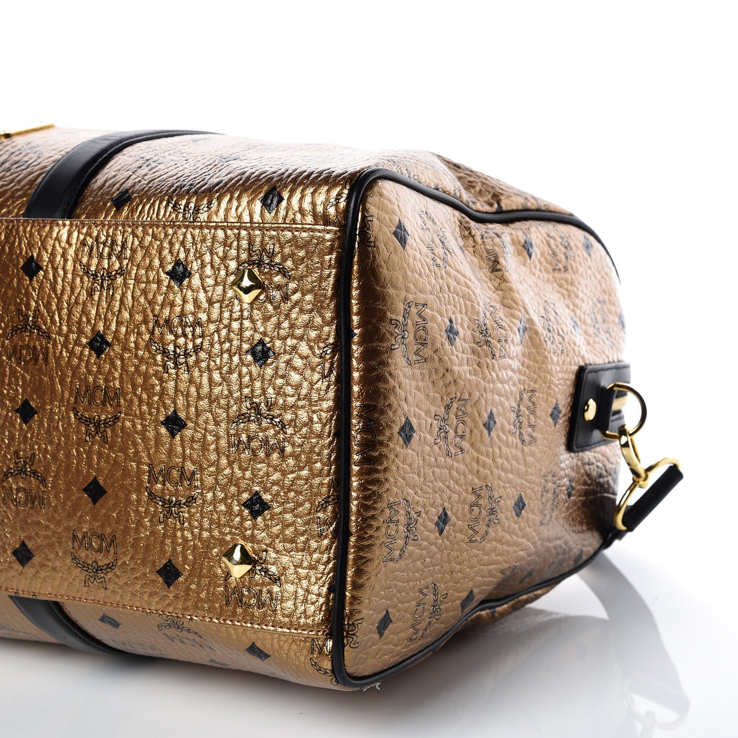 MCM Metallic Visetos Medium Traveler Weekender Bag Gold 7 of 12