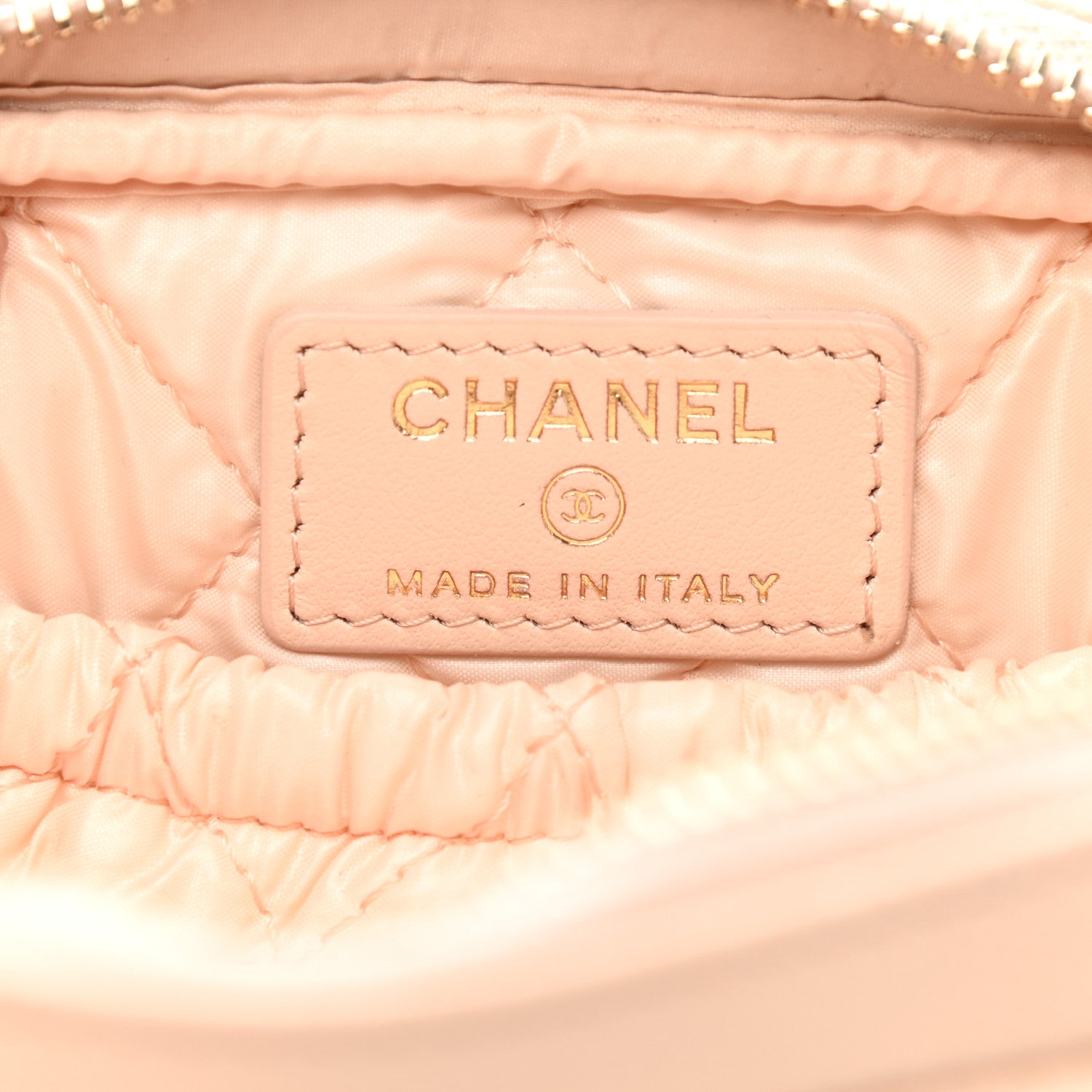 Chanel Caviar Quilted Small Curvy Pouch Cosmetic Case Light Beige 6 of 7