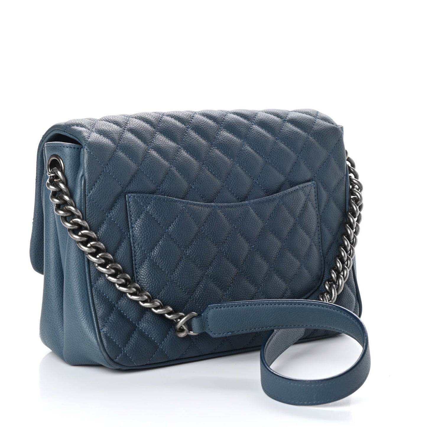 Caviar Quilted Medium Rock In Rome Single Flap Blue