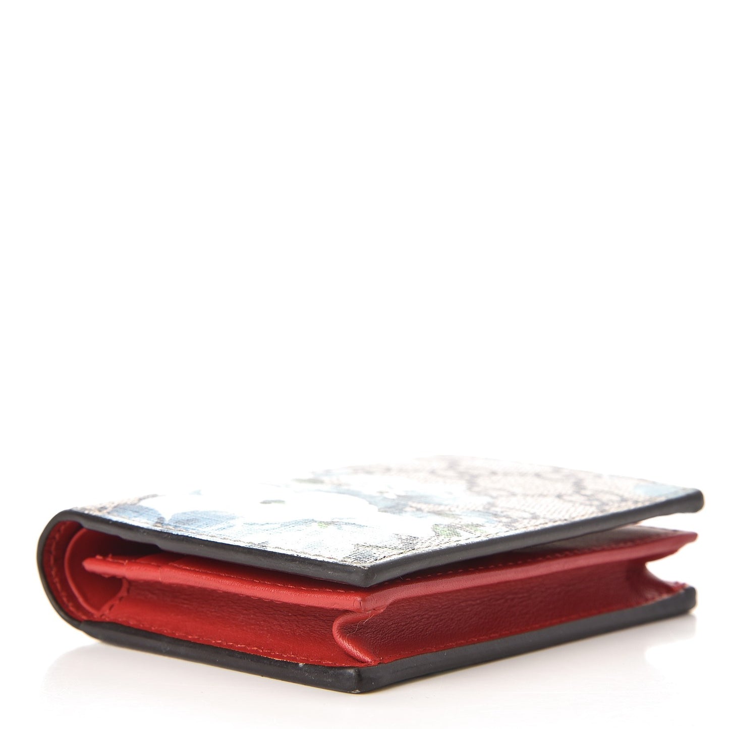 GG Supreme Monogram Blooms Card Case Beige Blue Navy Hibiscus Red