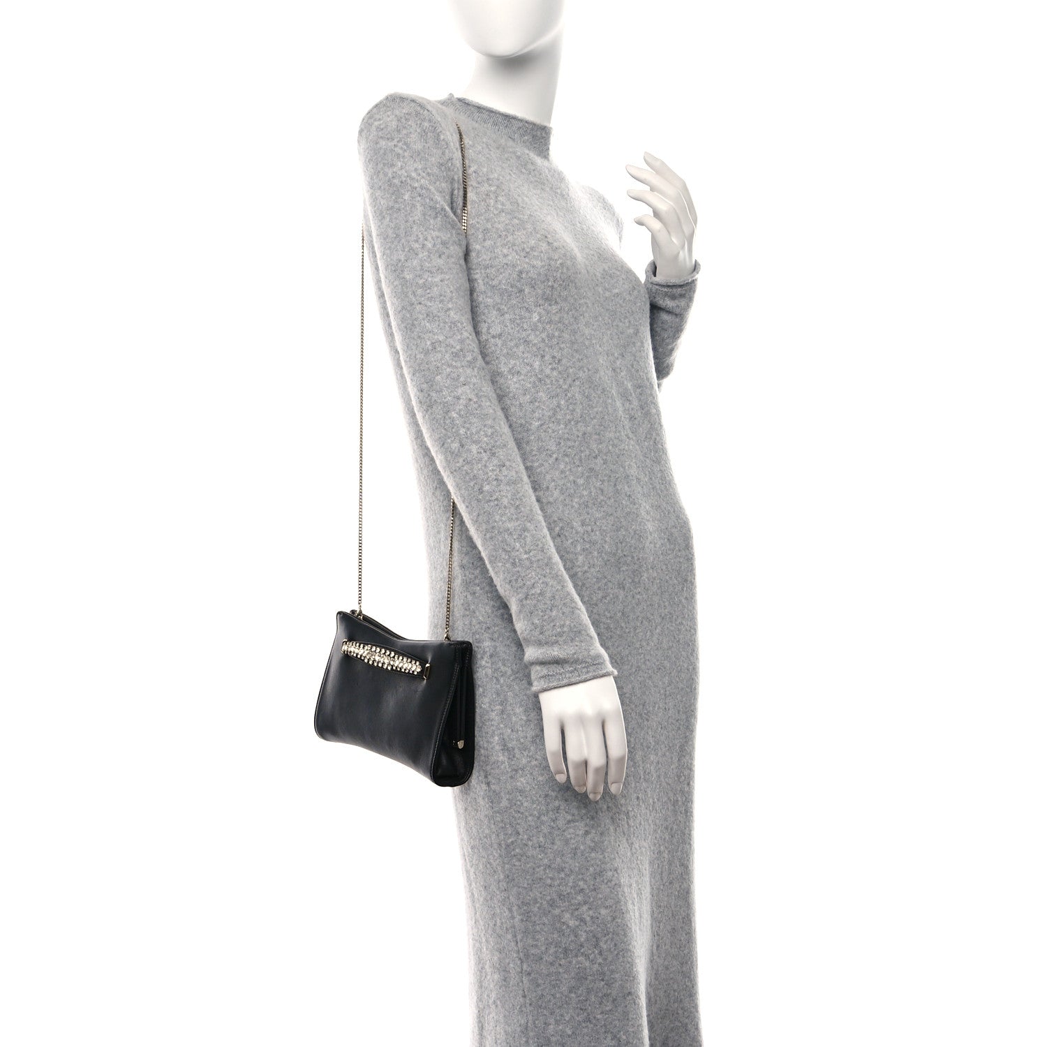 Jimmy Choo Nappa Crystal Venus Clutch with Chain Black 2 of 9