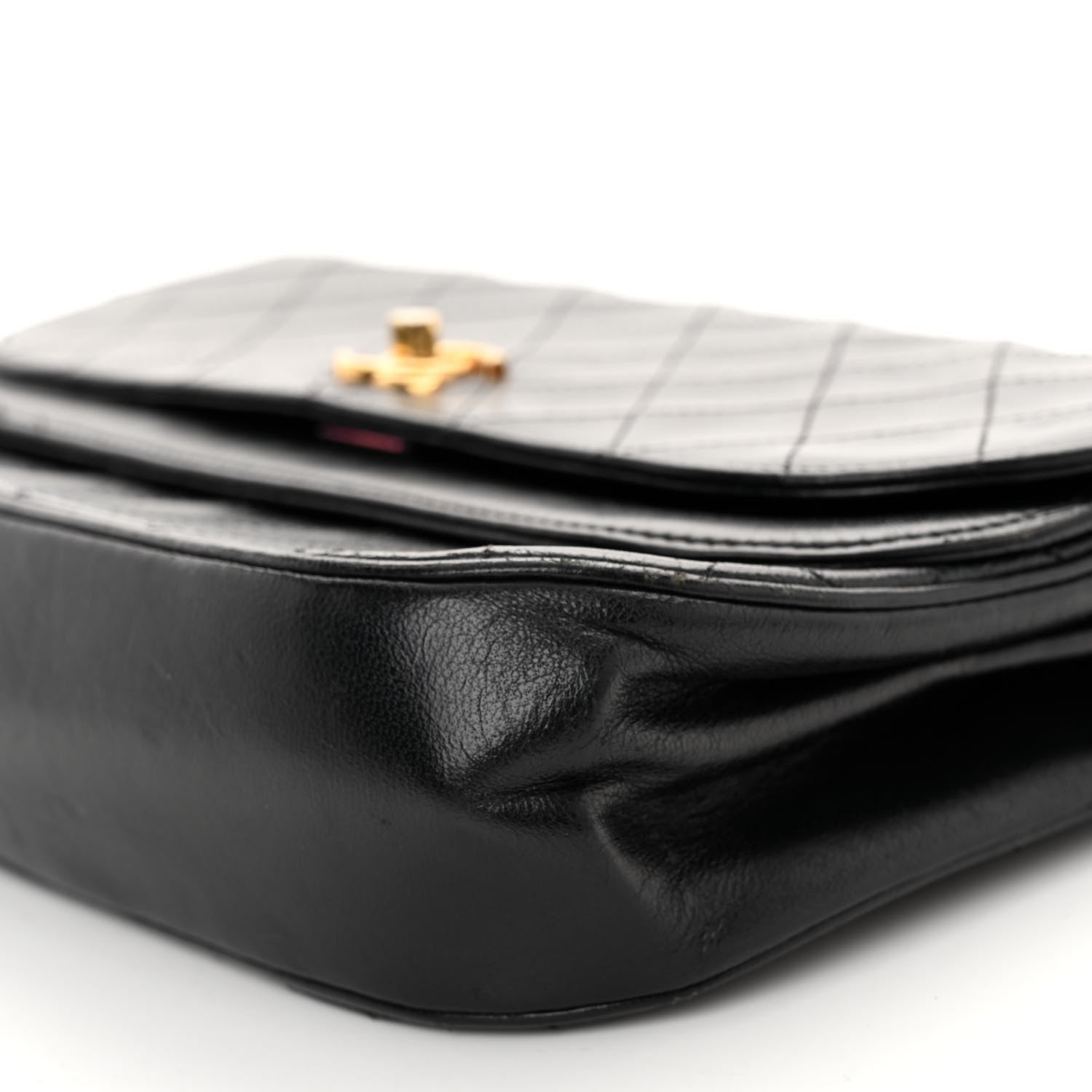 Chanel Lambskin Quilted Medium Round Double Flap Black 11 of 13