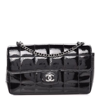 Chanel Distress Patent Quilted Mini Chocolate Bar Flap Black 1 of 9
