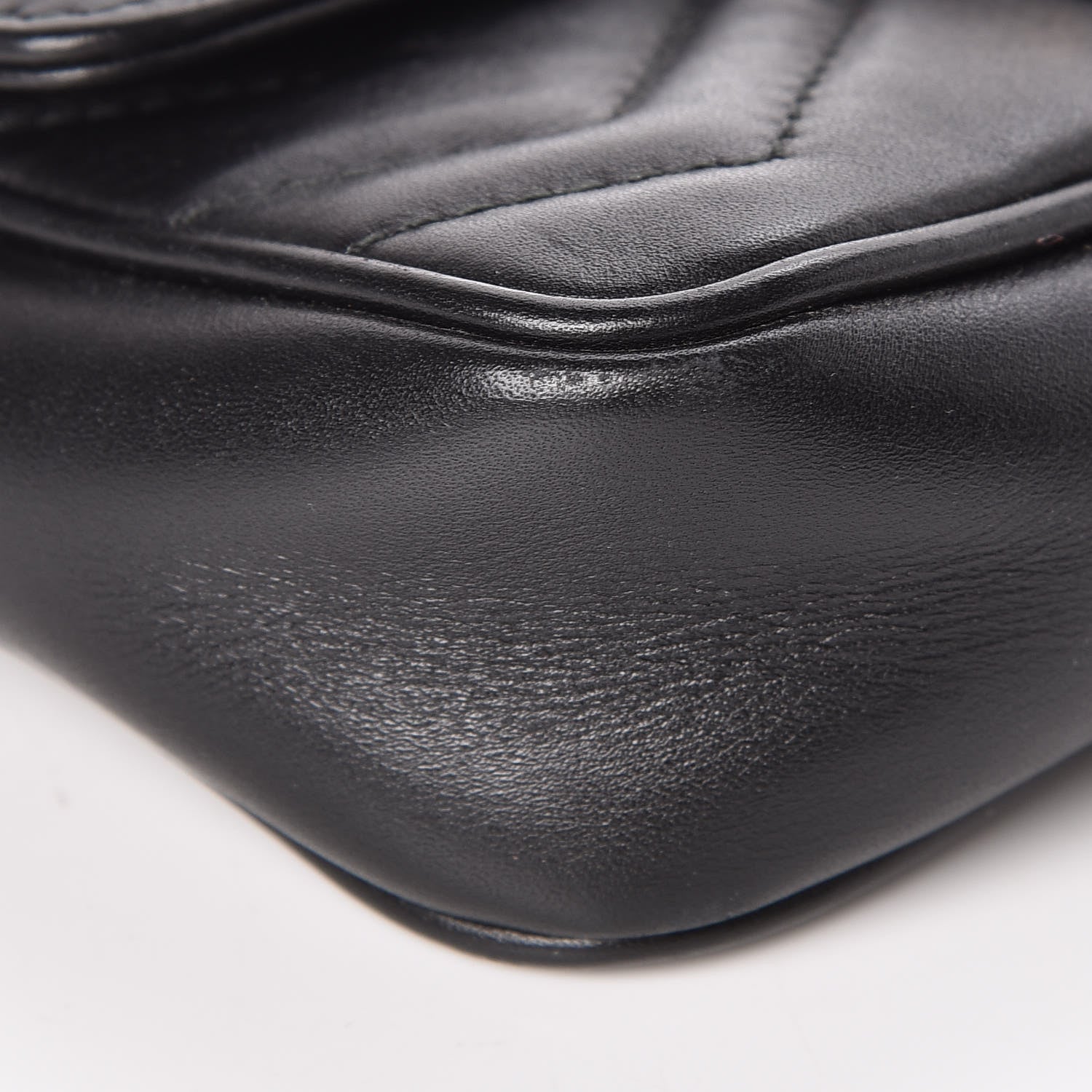 Gucci Calfskin Matelasse Super Mini GG Marmont Shoulder Bag Black 8 of 9