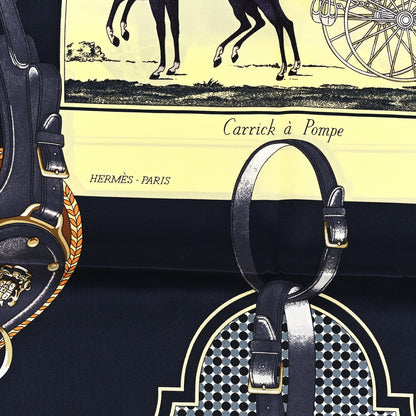 Hermes Silk Carrick a Pompe Scarf 70 Bleu Noir Jaune Soufre 2 of 3