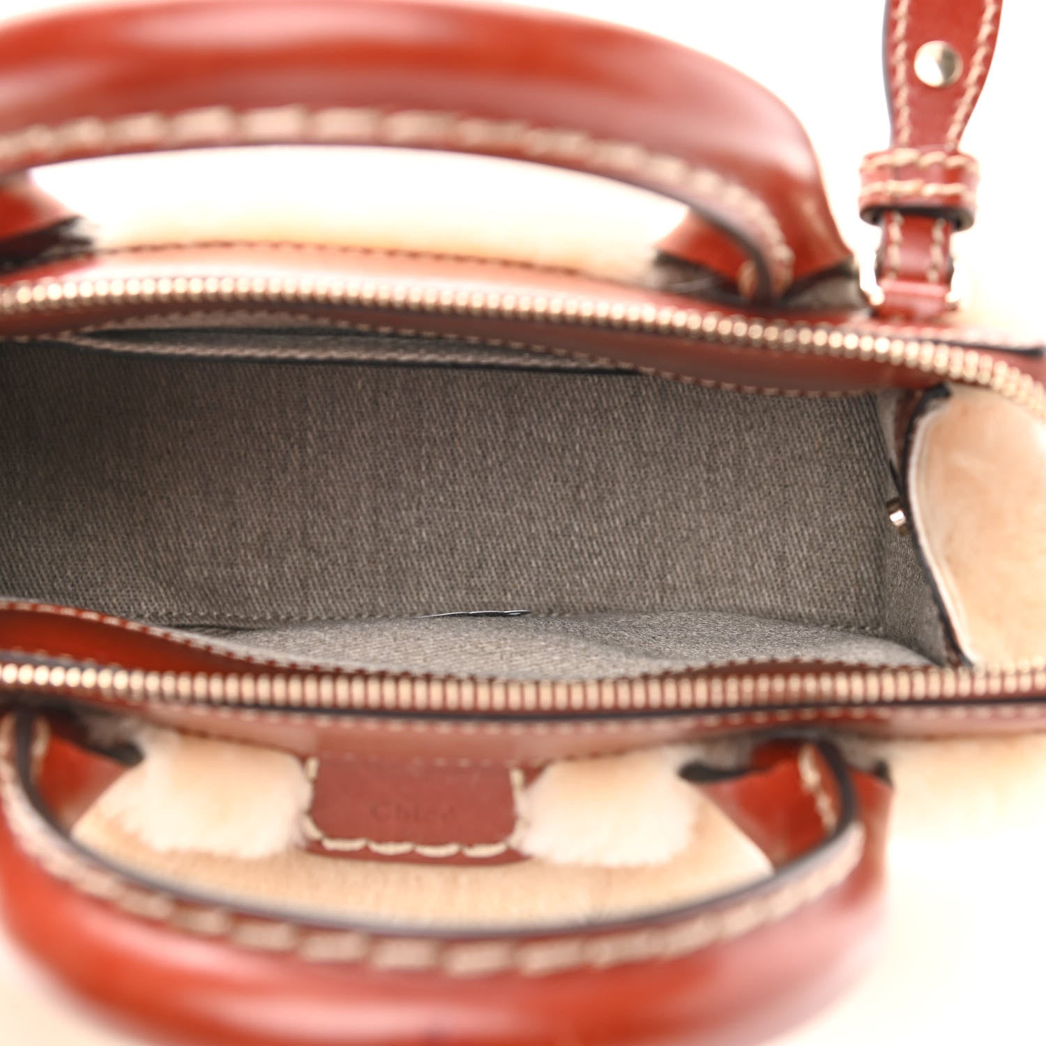 Chloe Shearling Vegetable Tanned Calfskin Mini Edith Sepia Brown 4 of 9