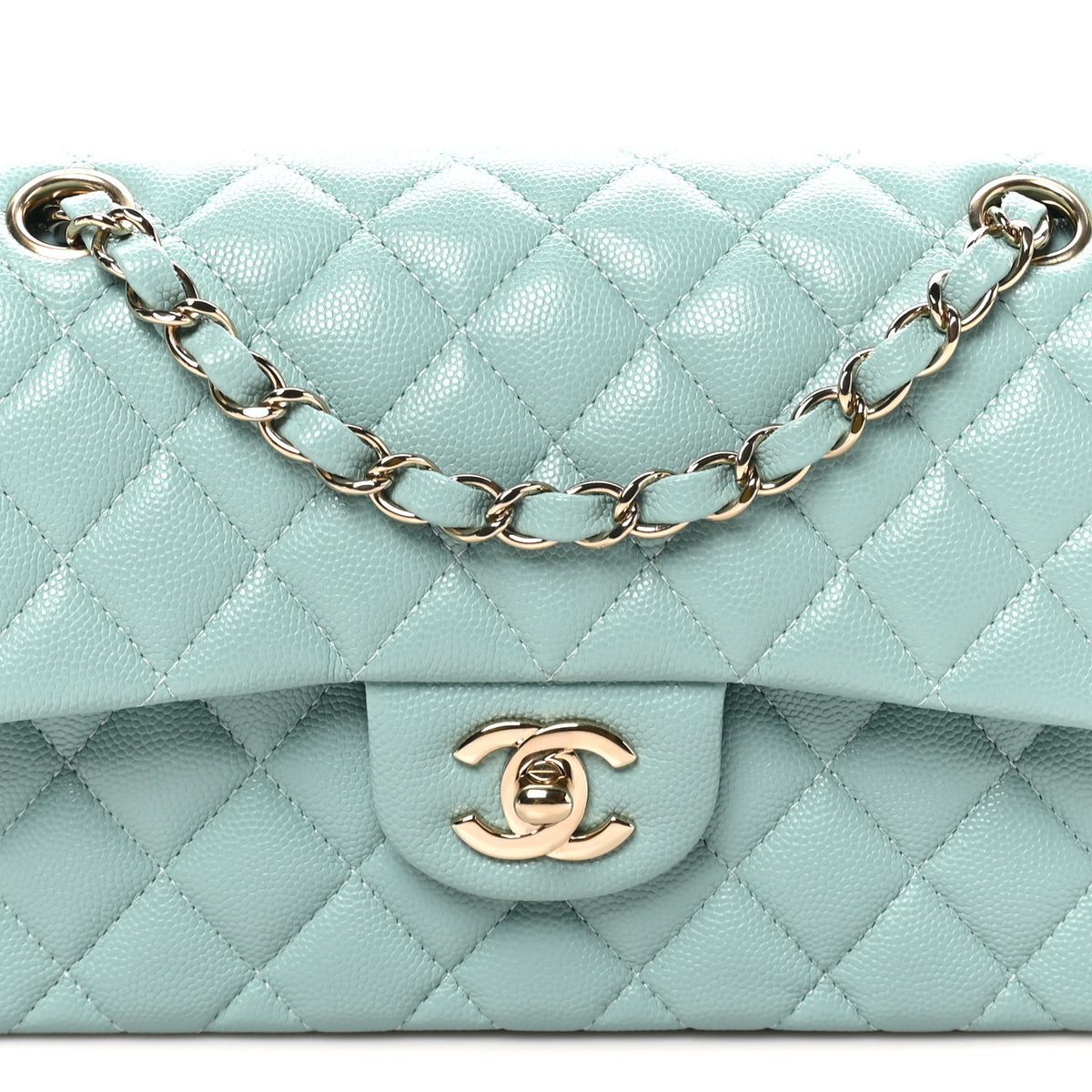 Chanel Caviar Quilted Small Double Flap Light Blue 8 of 10