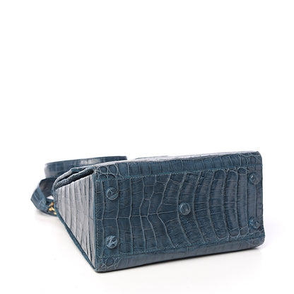 Nancy Gonzalez Crocodile Top Handle Shoulder Bag Blue 3 of 9