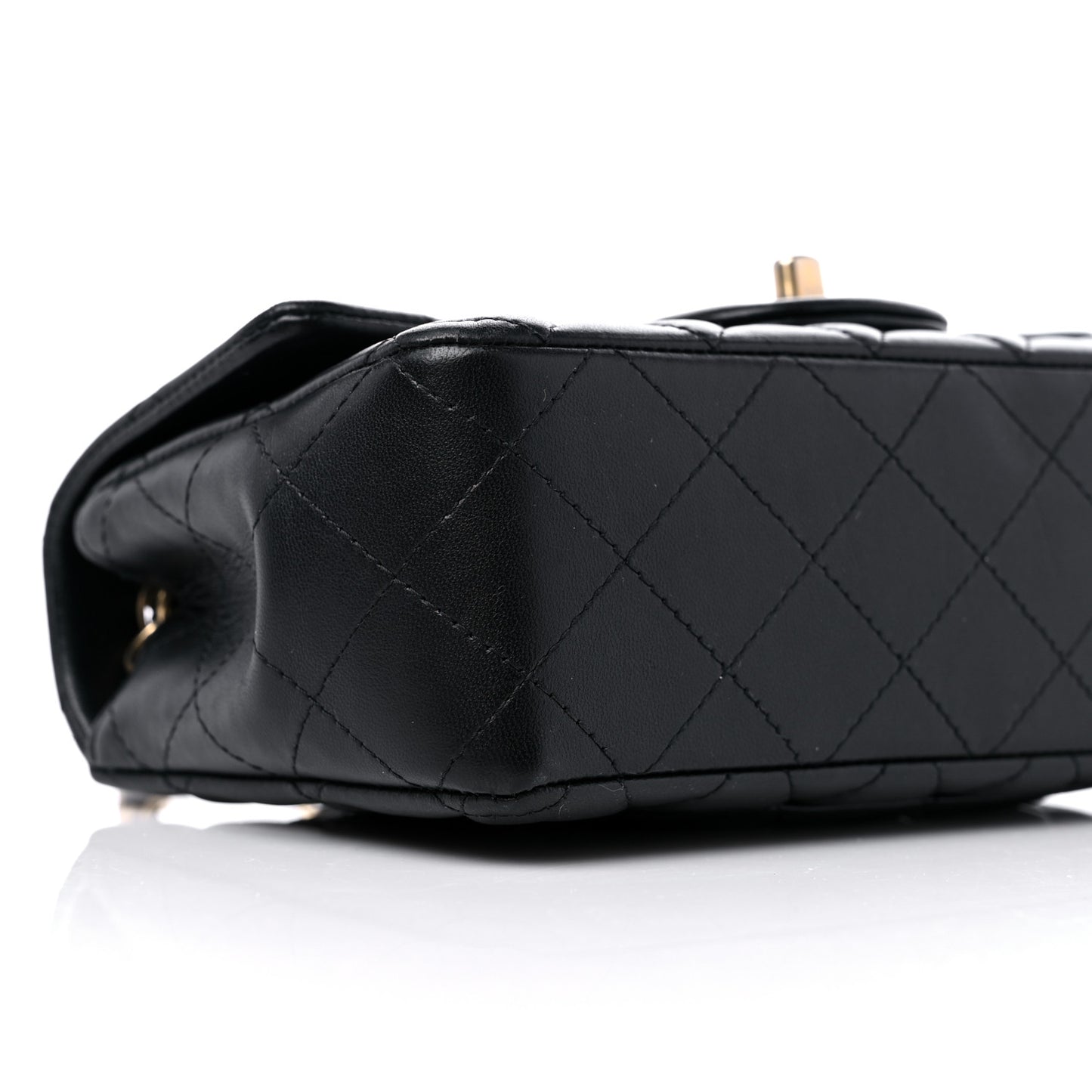Lambskin Quilted Mini Rectangular Flap Black