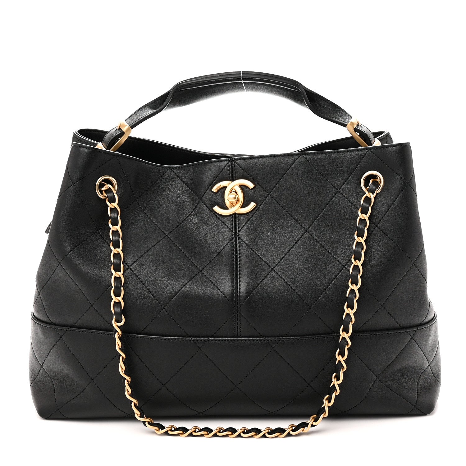 Chanel Calfskin Quilted Small Coco Base Shopping Bag Black 1 of 11
