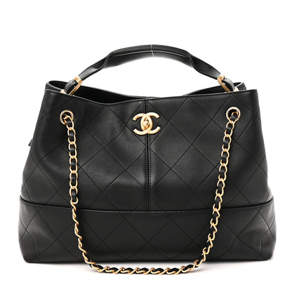 Chanel Calfskin Quilted Small Coco Base Shopping Bag Black 1 of 11
