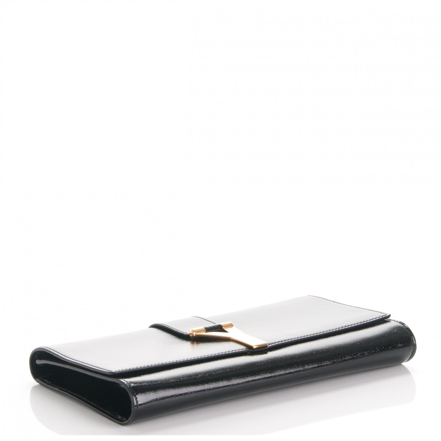 Saint Laurent Textured Patent Classic Y Ligne Clutch Black 4 of 7