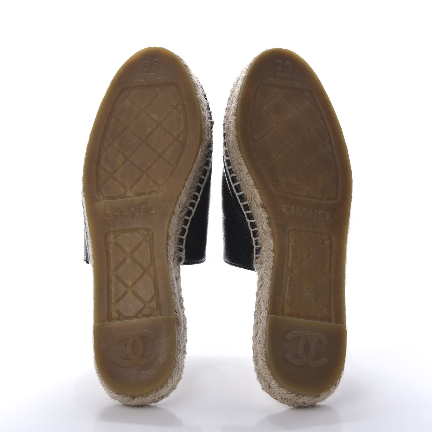 Chanel Iridescent Goatskin Patent CC Espadrille Mules 36 Black 5 of 8