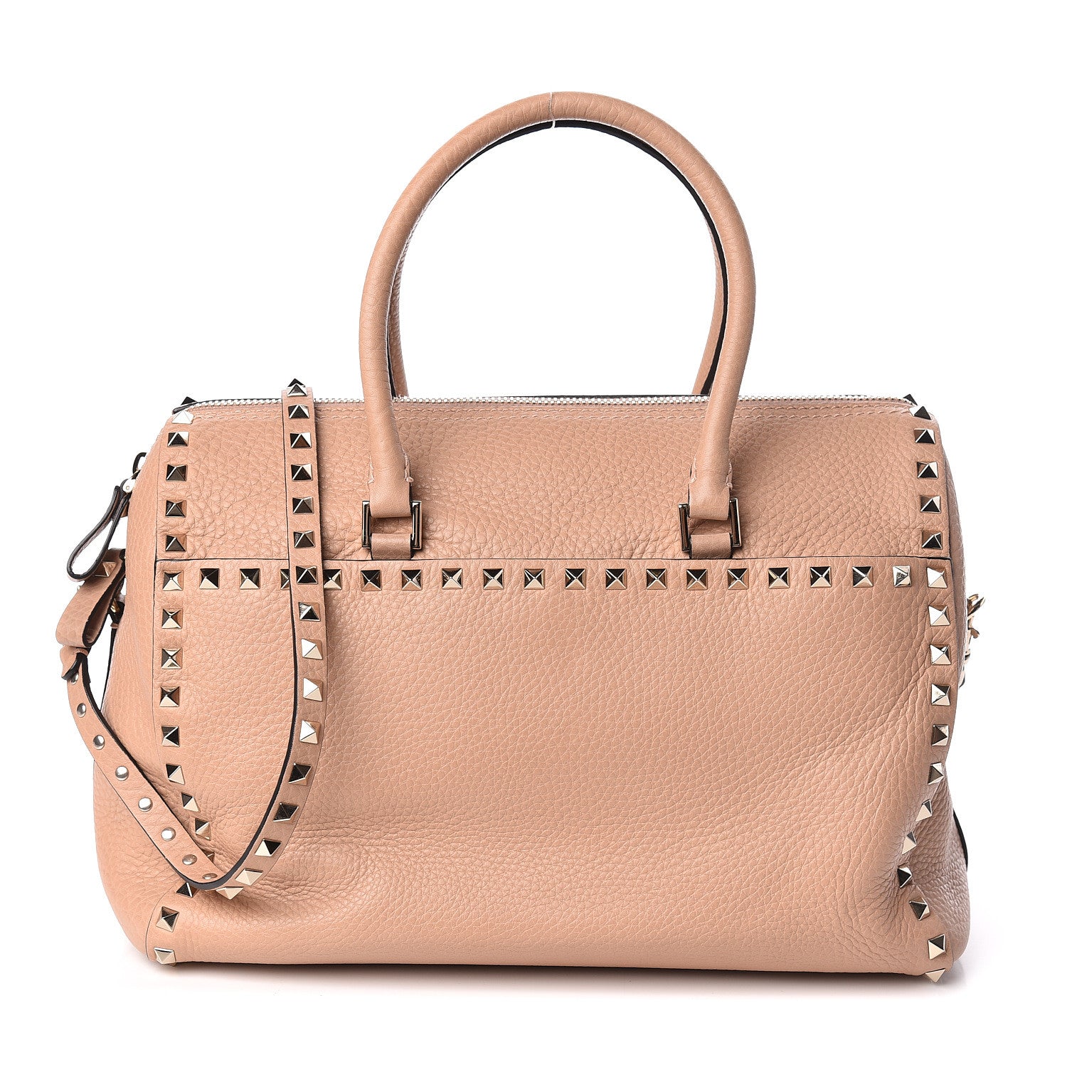 Valentino Garavani Pebbled Calfskin Rockstud Boston Duffle Bag Skin Sorbet 1 of 9