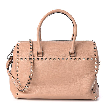 Valentino Garavani Pebbled Calfskin Rockstud Boston Duffle Bag Skin Sorbet 1 of 9