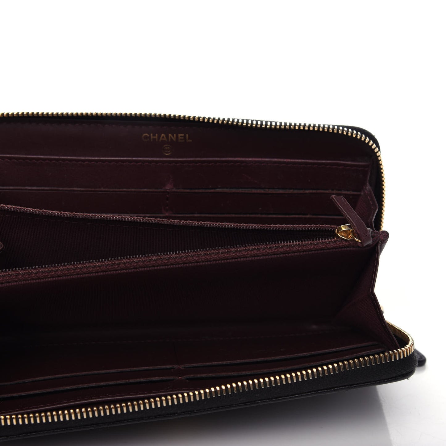 Caviar Quilted Large Gusset Zip Around Wallet Black