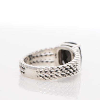 David Yurman Sterling Silver Diamond Black Onyx 10mm Petite Wheaton Ring 54 6.75 5 of 6