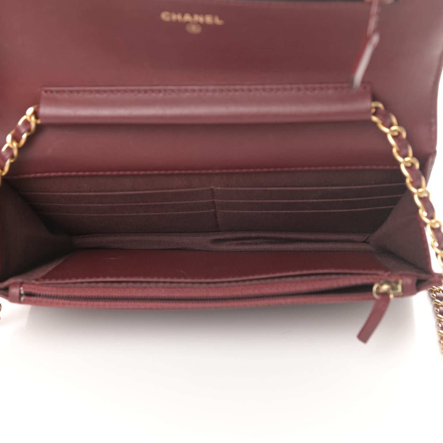 Lambskin Quilted Boy Wallet On Chain WOC Burgundy