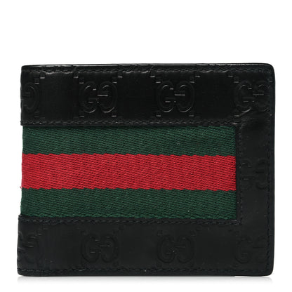 Gucci Guccissima Signature Web New Web Bi-Fold Wallet Black 1 of 6