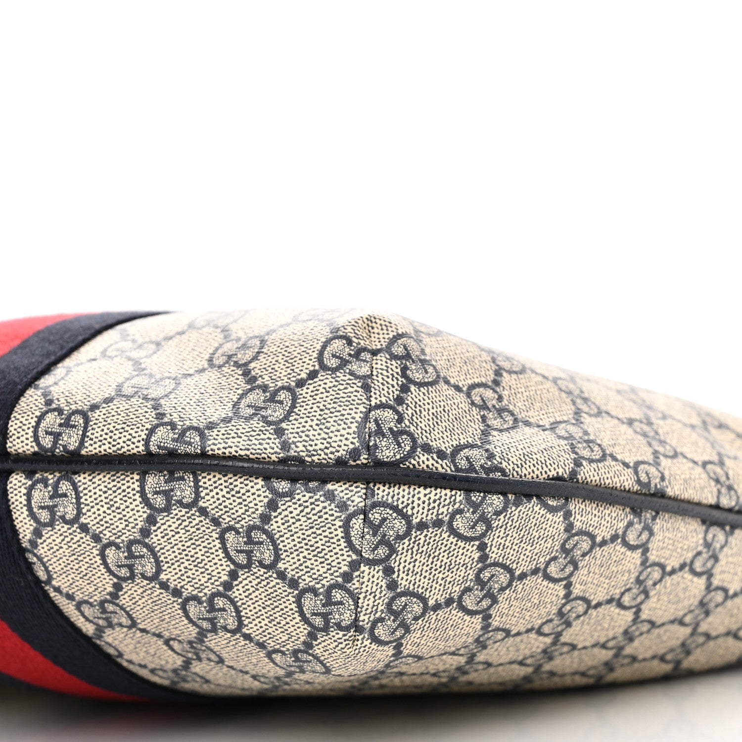Gucci GG Supreme Monogram Textured Dollar Calfskin Web Small Ophidia Half Moon Hobo Beige Blue 10 of 11