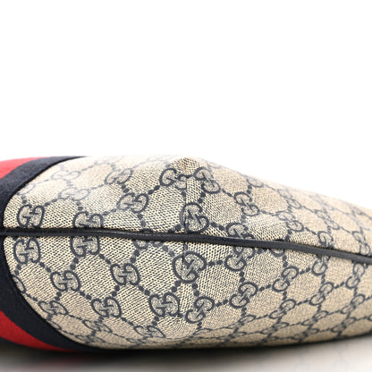 Gucci GG Supreme Monogram Textured Dollar Calfskin Web Small Ophidia Half Moon Hobo Beige Blue 10 of 11