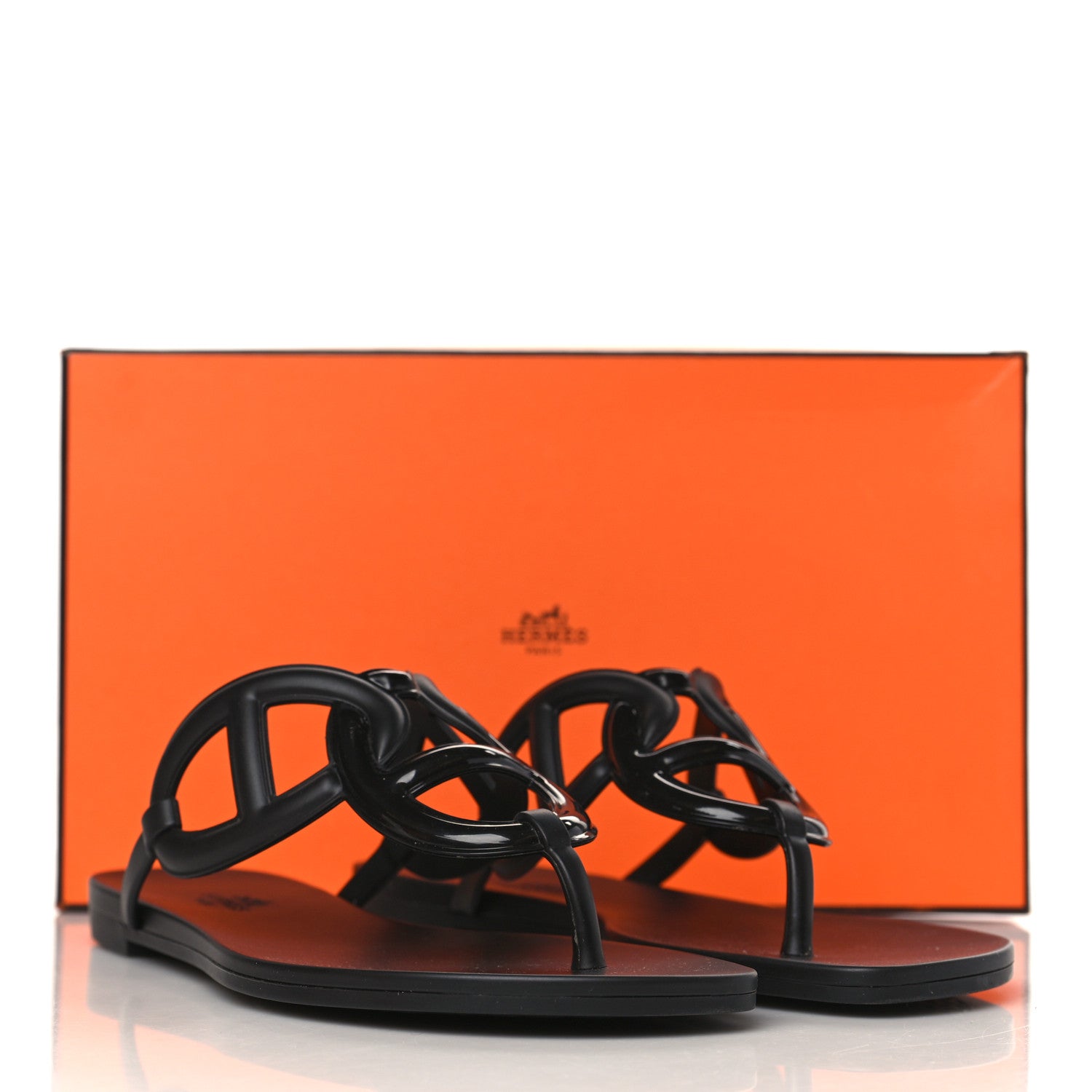 Hermes Rubber Womens Egerie Sandals 38 Black 8 of 8