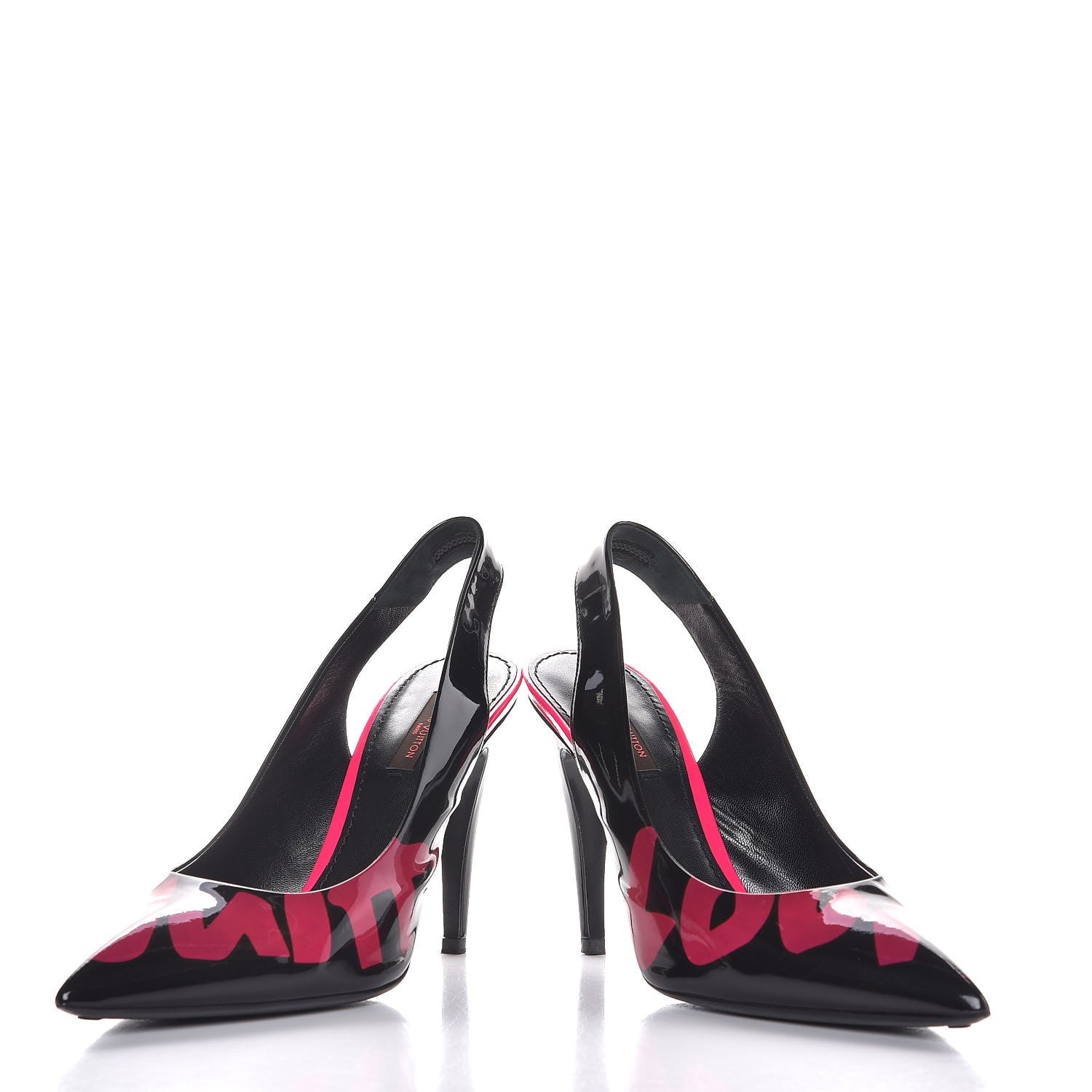 Louis Vuitton Patent Graffiti Slingback Pumps 39 Black Pink 5 of 12