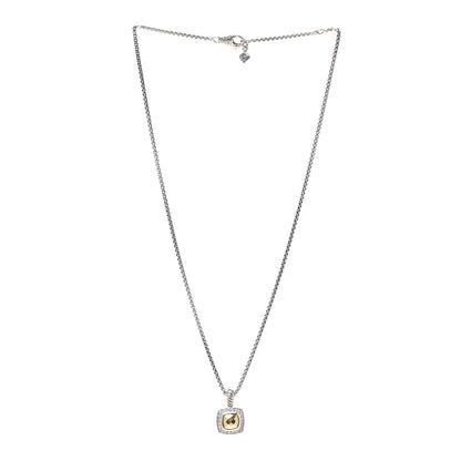 David Yurman Sterling Silver 18K Yellow Gold Diamond Petite Albion Dome Pendant Necklace 3 of 5
