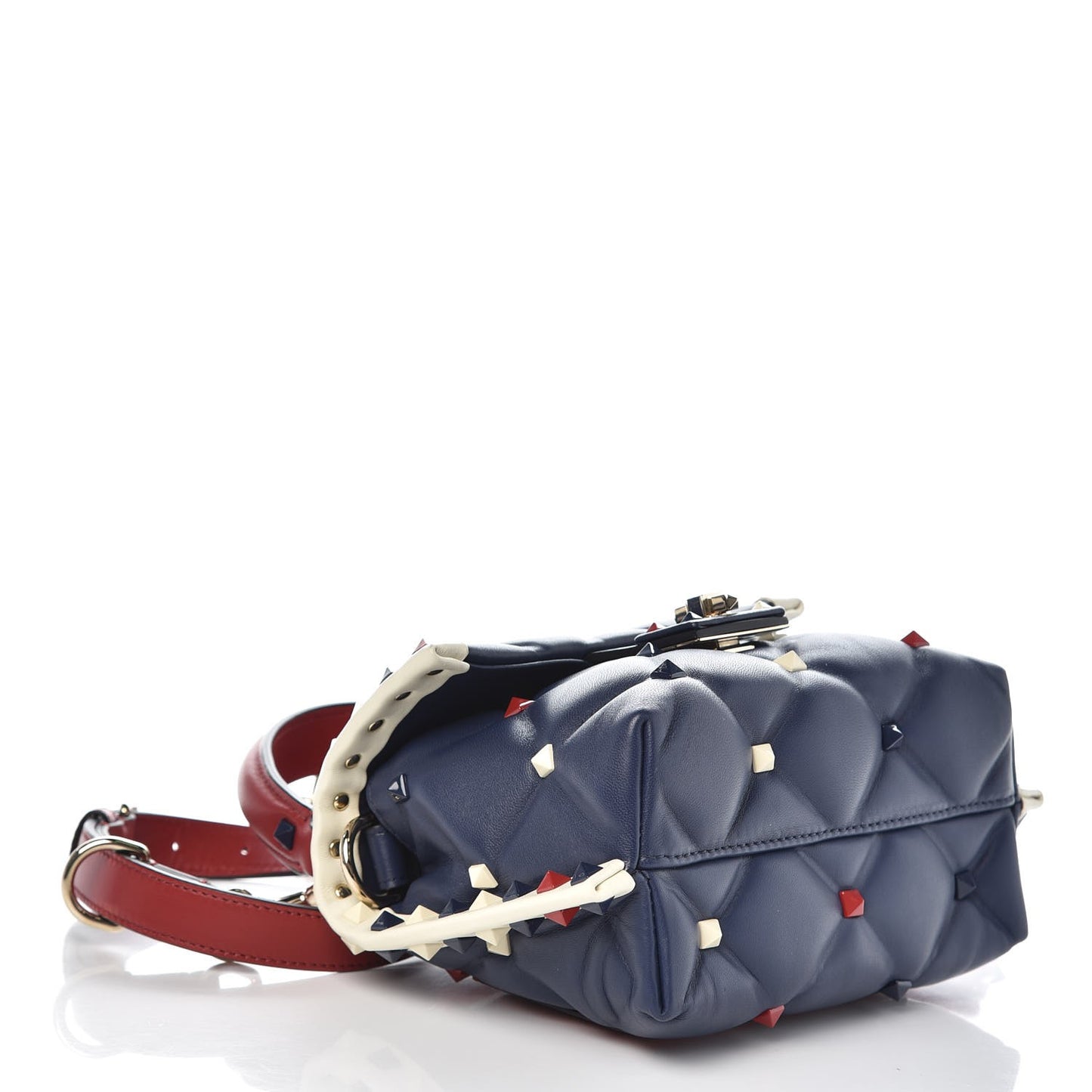 Nappa Mini Candystud Top Handle Bag Navy