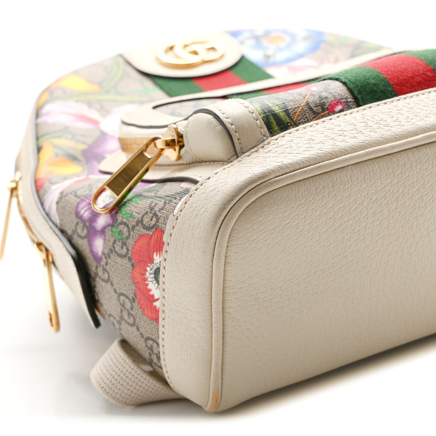 GG Supreme Monogram Flora Web Small Ophidia Day Backpack White