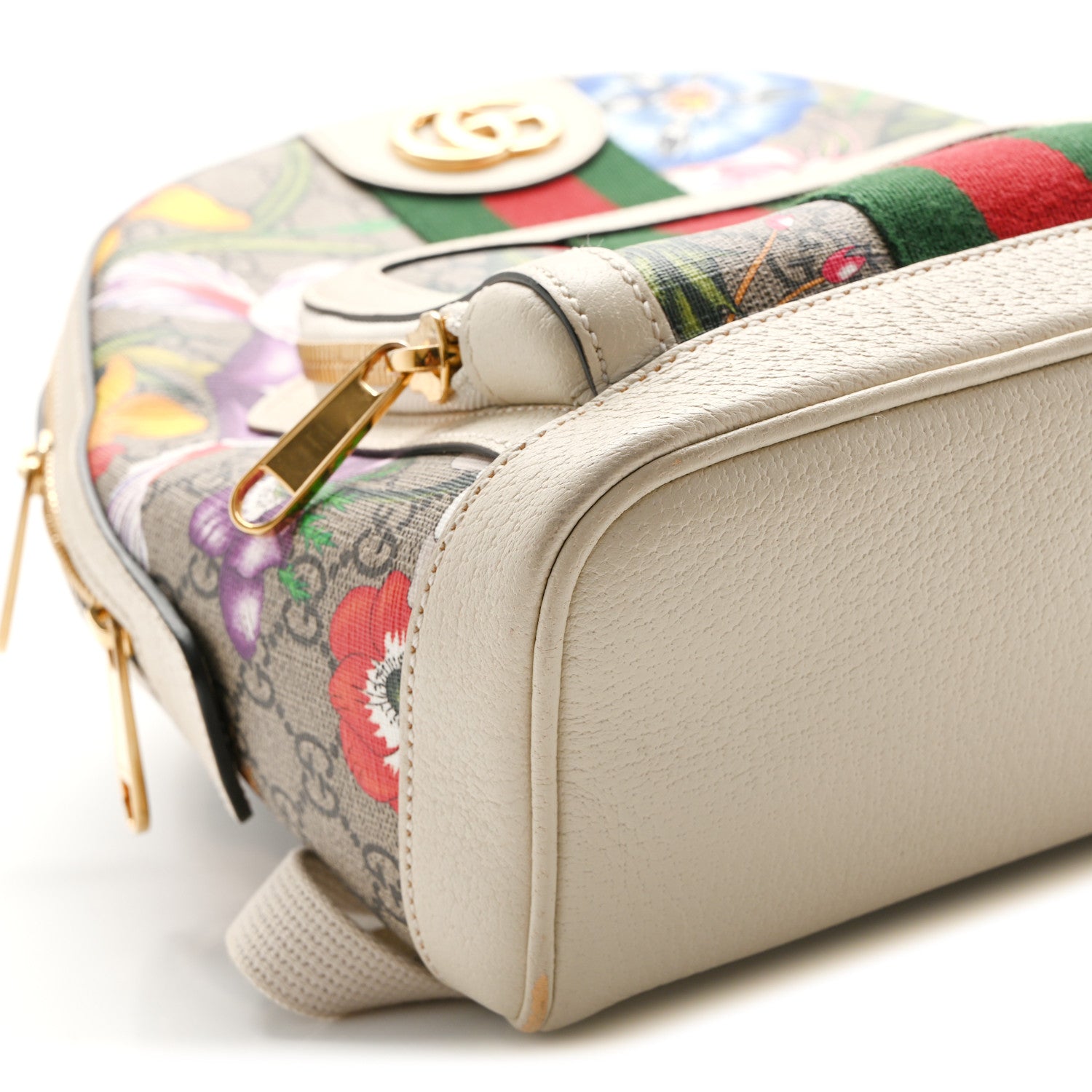 Gucci GG Supreme Monogram Flora Web Small Ophidia Day Backpack White 9 of 13