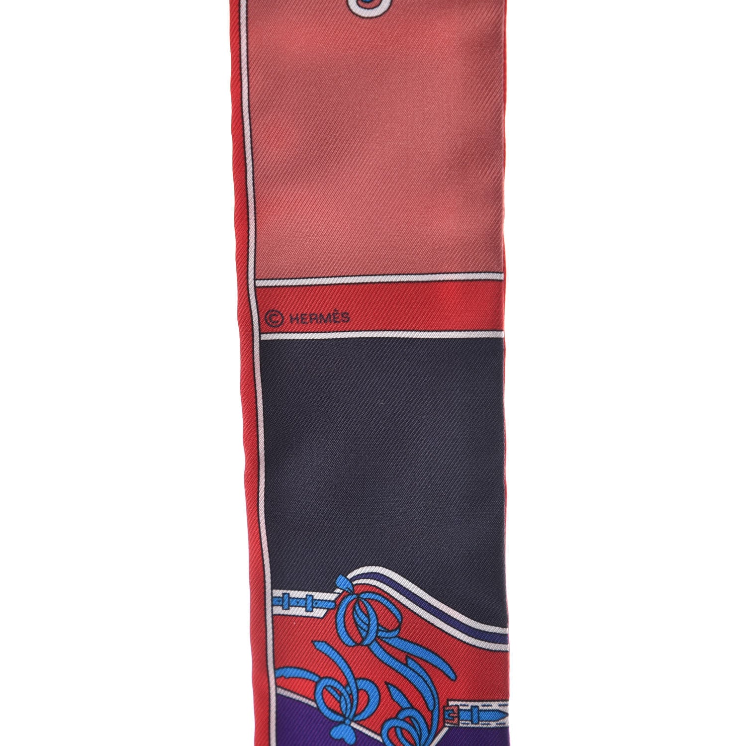 Hermes Silk Camails Twilly Scarf Rouge Violet Marine 4 of 5