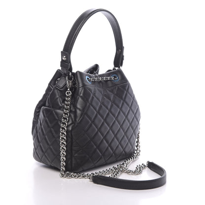 Chanel Lambskin Quilted Mini CC Chain Bucket Bag Black 3 of 10