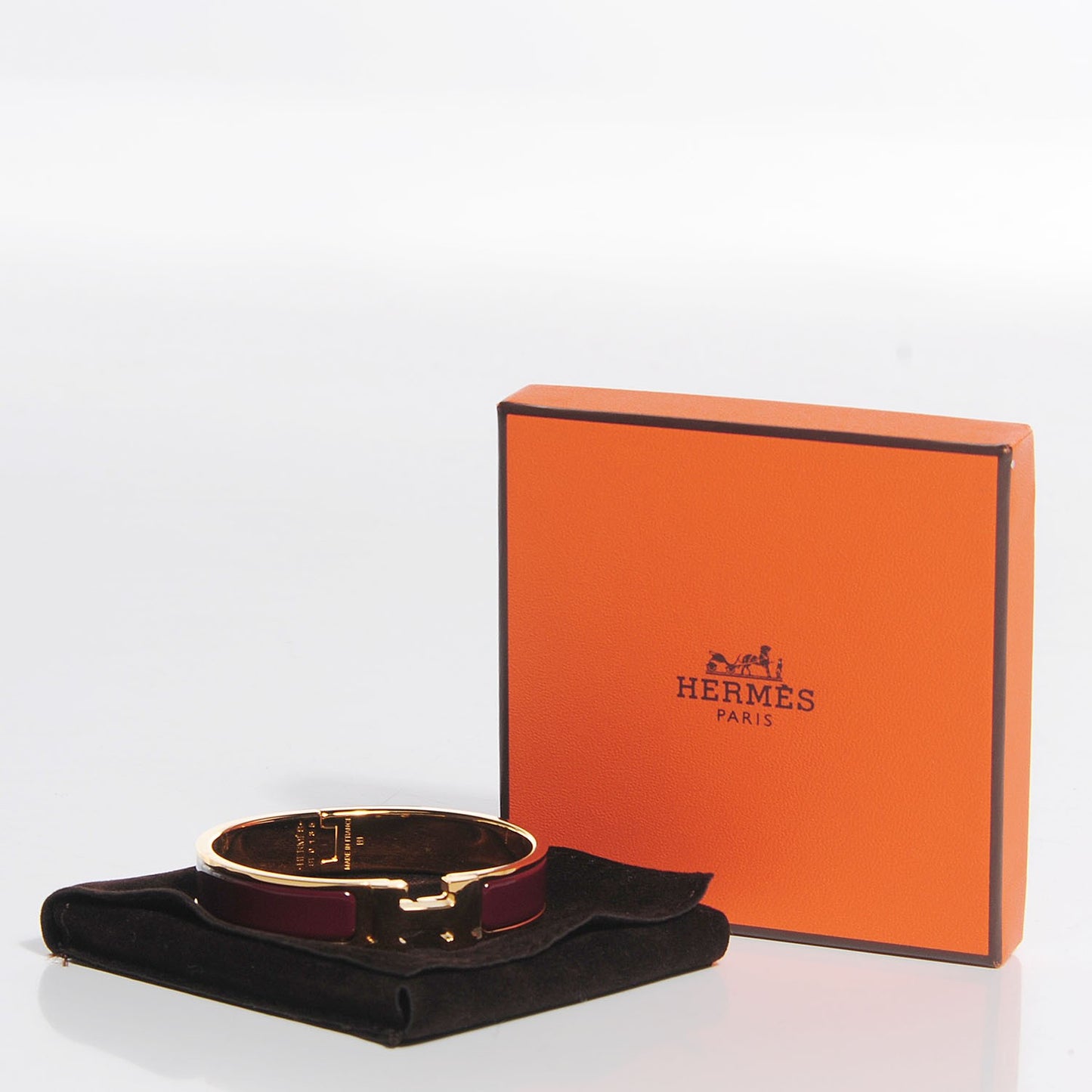 Enamel Narrow Clic Clac H Bracelet PM Burgundy